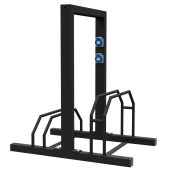 Bicycle stand | Row system | with leaning bracket | as an e-bike leaning bracket | hot-dip galvanised and coated in RAL9005 | 2 Bicycleslength: 700 mm